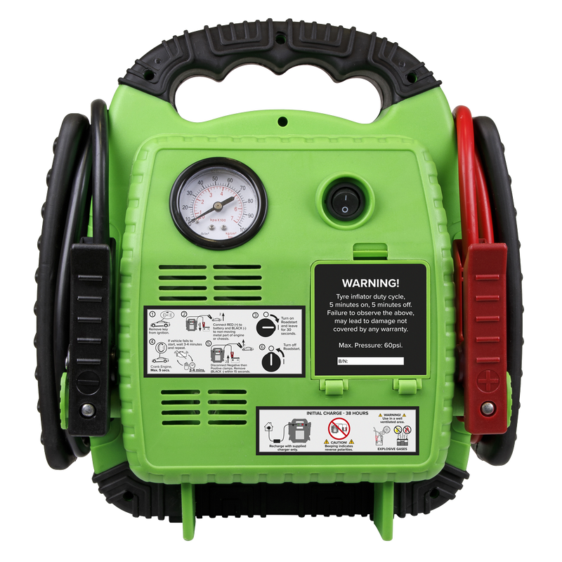 Sealey RoadStart® 12V Jump Starter with Air Compressor 900A