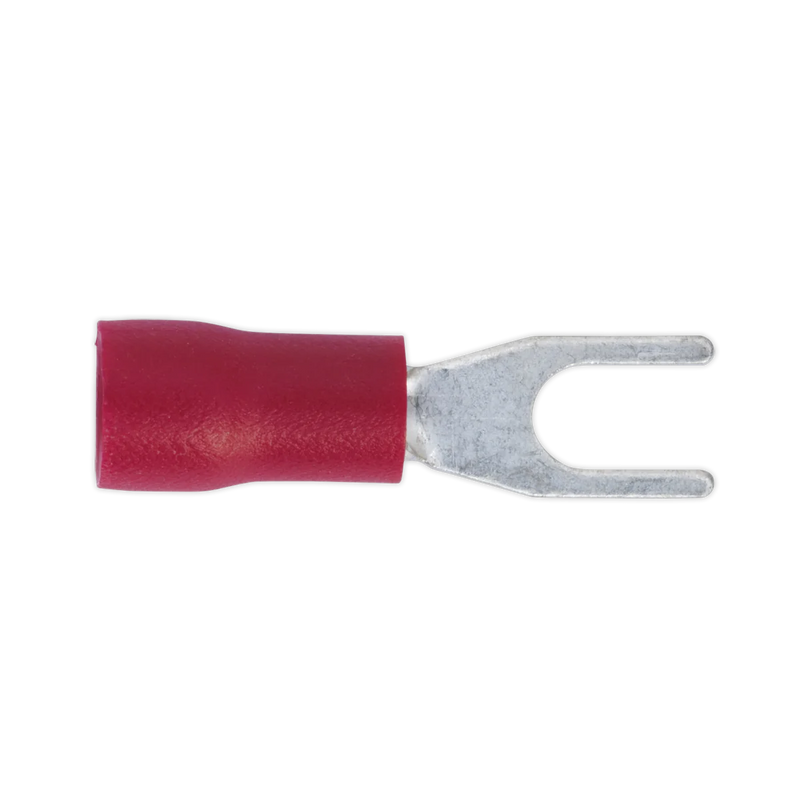 Sealey Easy-Entry Fork Terminal 3.7mm (4BA) Red - Pack of 100