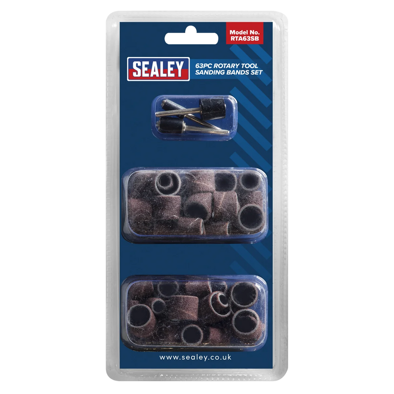 Sealey Rotary Tool Sanding Bands Set 63 Piece 3mm Shaft Diameter