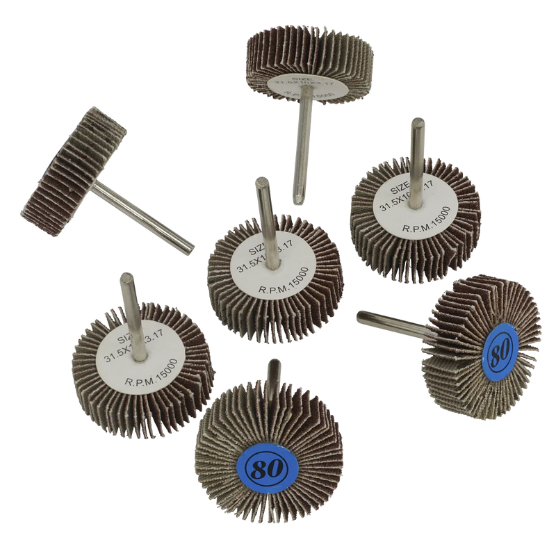 Sealey Rotary Tool Abrasive Flap Wheel Set 30mm 7 Piece