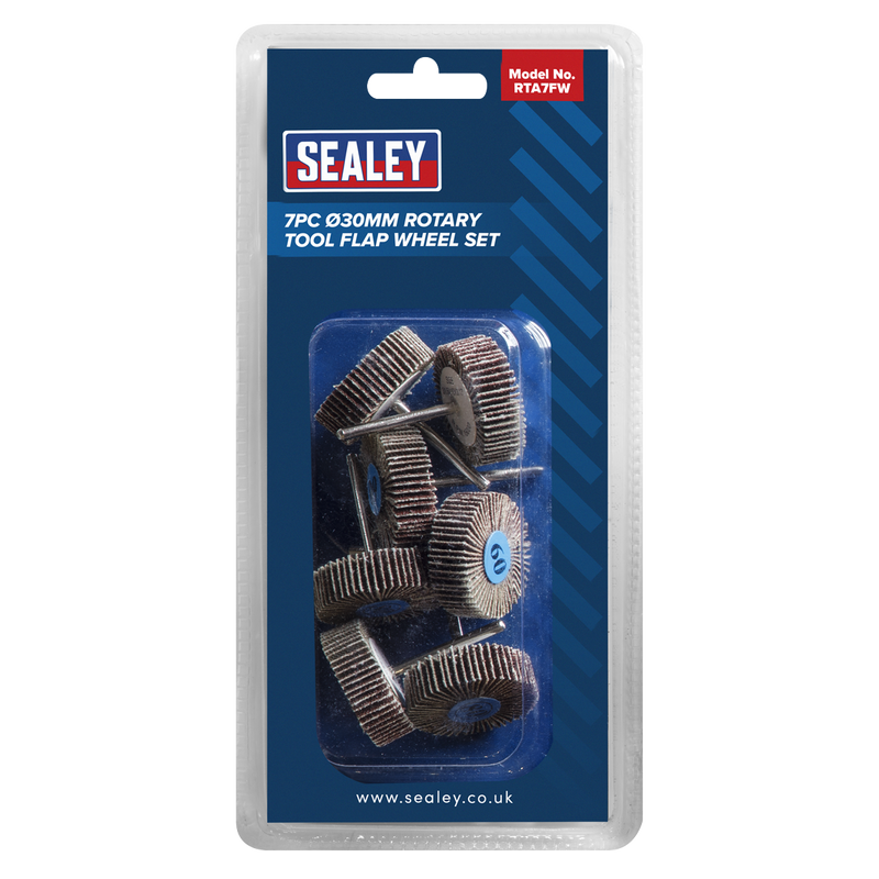 Sealey Rotary Tool Abrasive Flap Wheel Set 30mm 7 Piece