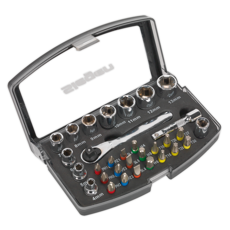 Sealey Siegen Socket & Bit Set 31 Piece 1/4"Sq Drive