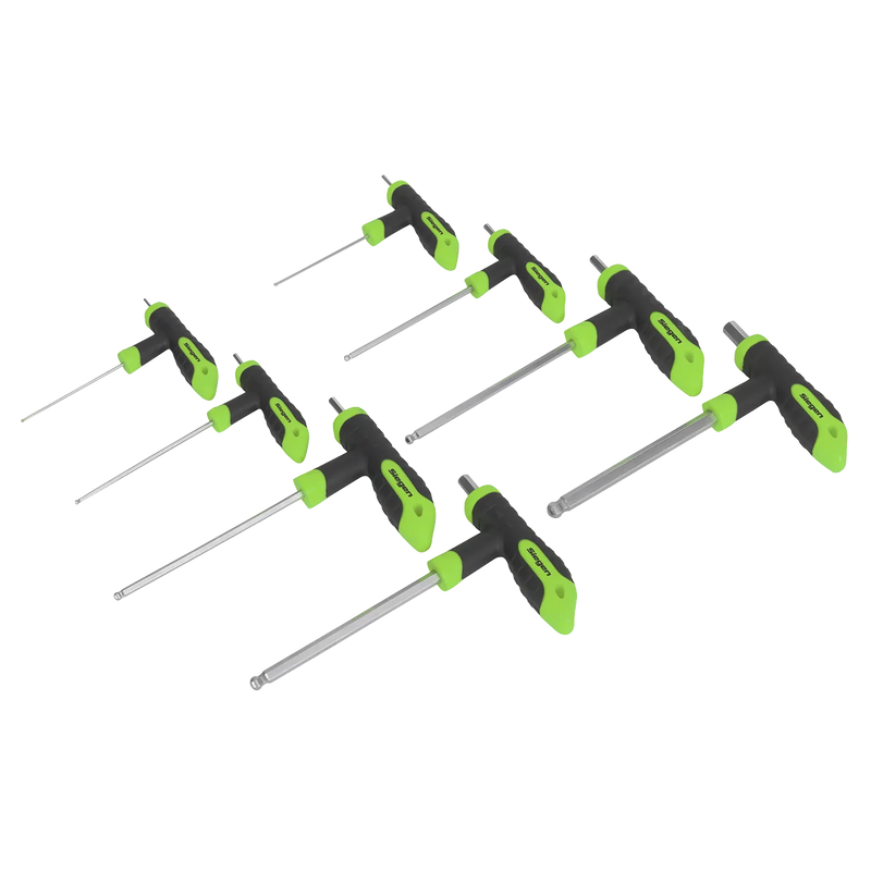 Sealey Siegen T-Handle Ball-End Hex Key Set 8 Piece 2-10mm