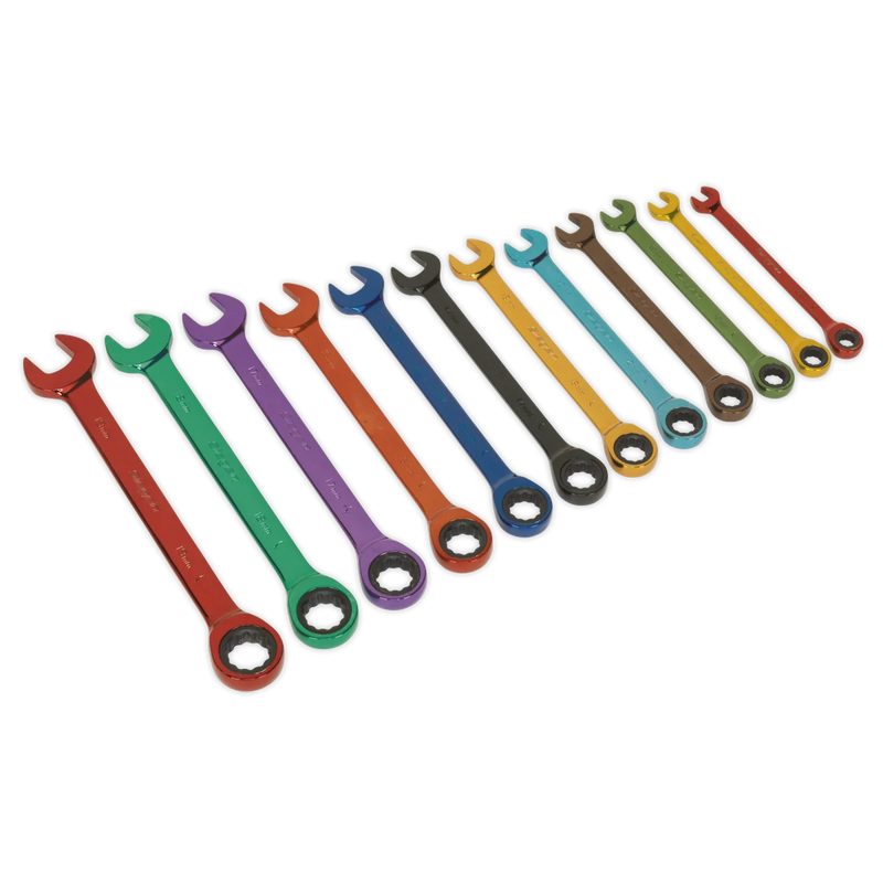 Sealey Siegen Ratchet Spanner Set 12 Piece 8-19mm Chrome Vanadium