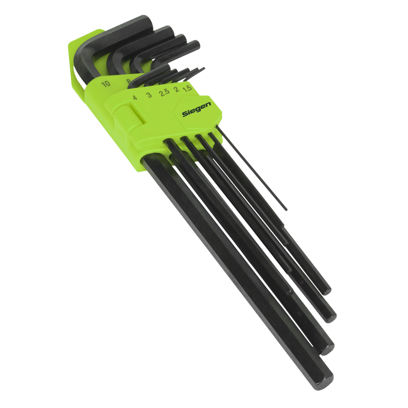 Sealey Siegen Extra-Long Hex Key Set 9 Piece 1.5-10mm