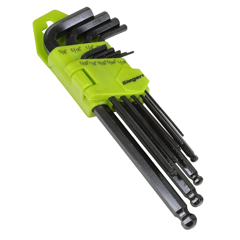 Sealey Siegen Long Ball-End Hex Key Set 9 Piece 75-180mm