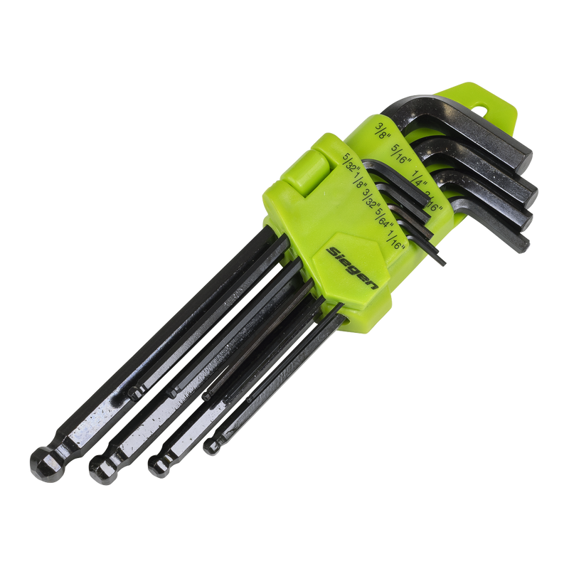 Sealey Siegen Long Ball-End Hex Key Set 9 Piece 75-180mm