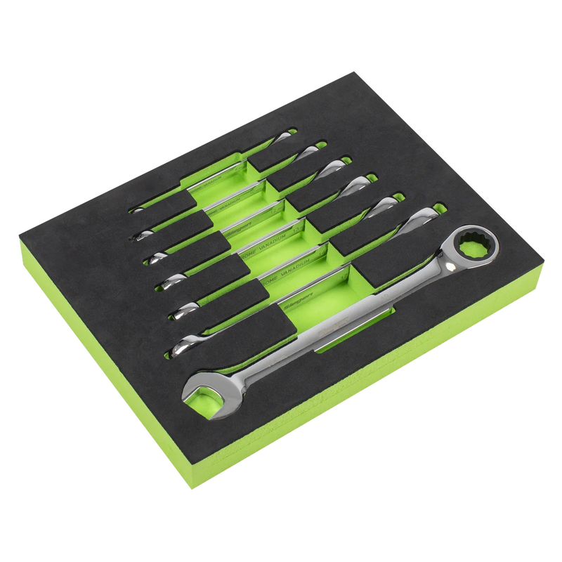 Sealey Siegen Combination Ratchet Spanner Set 7 Piece 8-19mm