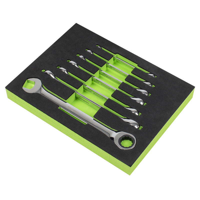 Sealey Siegen Combination Ratchet Spanner Set 7 Piece 8-19mm