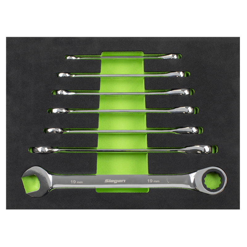 Sealey Siegen Combination Ratchet Spanner Set 7 Piece 8-19mm