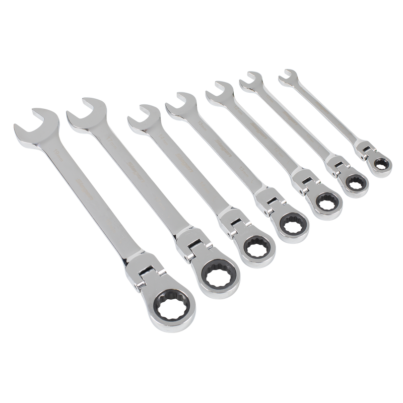 Sealey Siegen Flexi-Head Ratchet Spanner Set 7 Piece 8-19mm