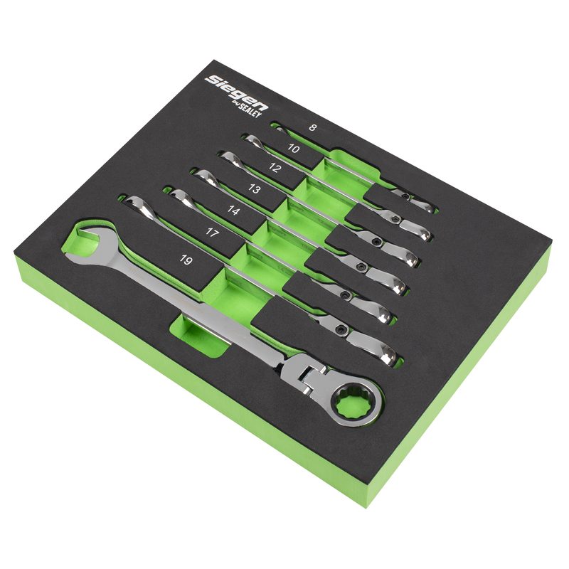 Sealey Siegen Flexi-Head Ratchet Spanner Set 7 Piece 8-19mm