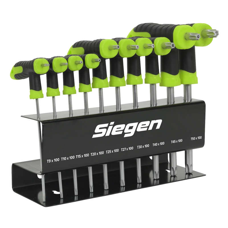 Sealey Siegen T-Handle TRX-Star Key Set 10 Piece, Length 135-170mm