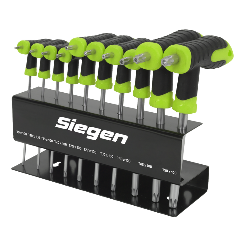 Sealey Siegen T-Handle TRX-Star Key Set 10 Piece, Length 135-170mm