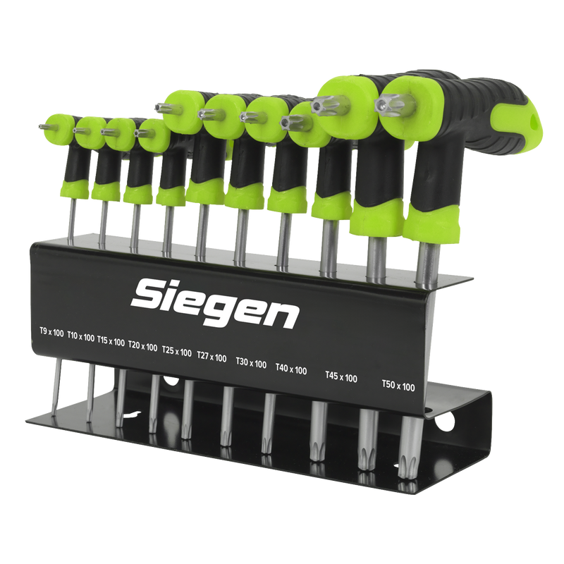 Sealey Siegen T-Handle TRX-Star Key Set 10 Piece, Length 135-170mm