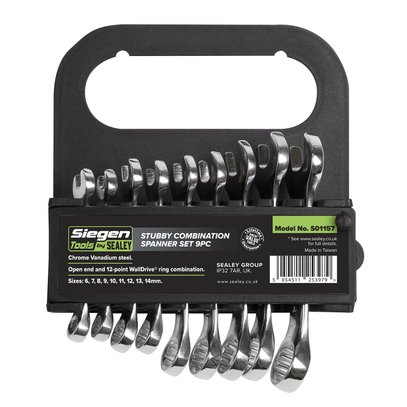 Sealey Siegen Stubby Combination Spanner Set 9 Piece 6-14mm