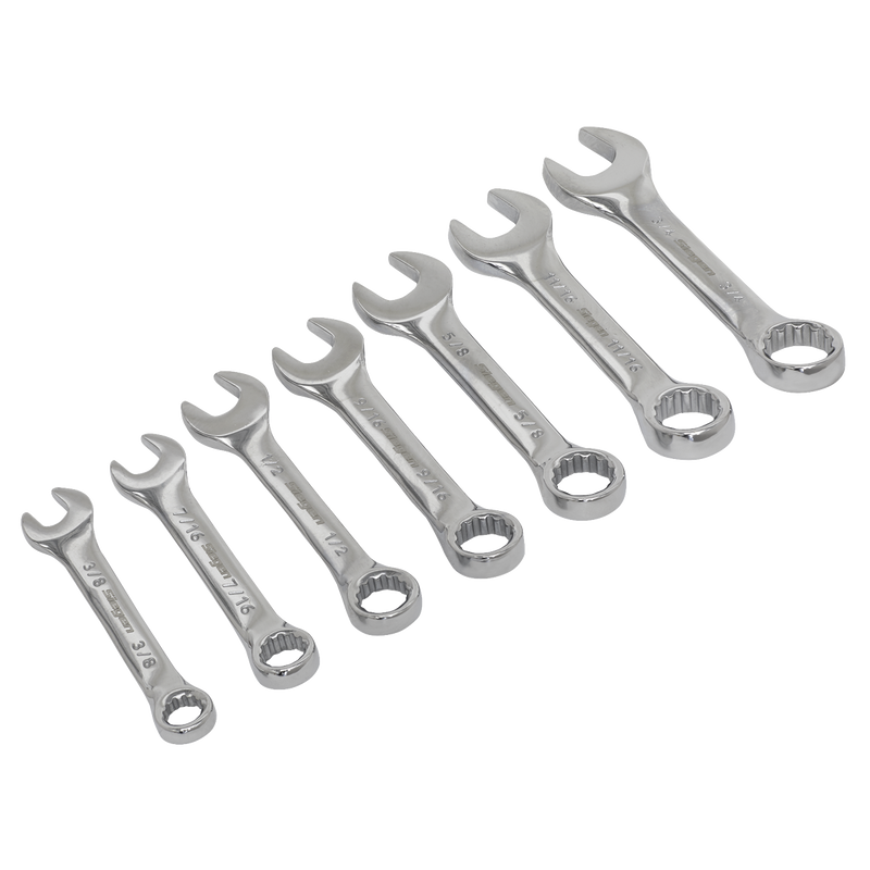 Sealey Siegen Stubby Combination Spanner Set 7 Piece - 3/8" to 3/4"