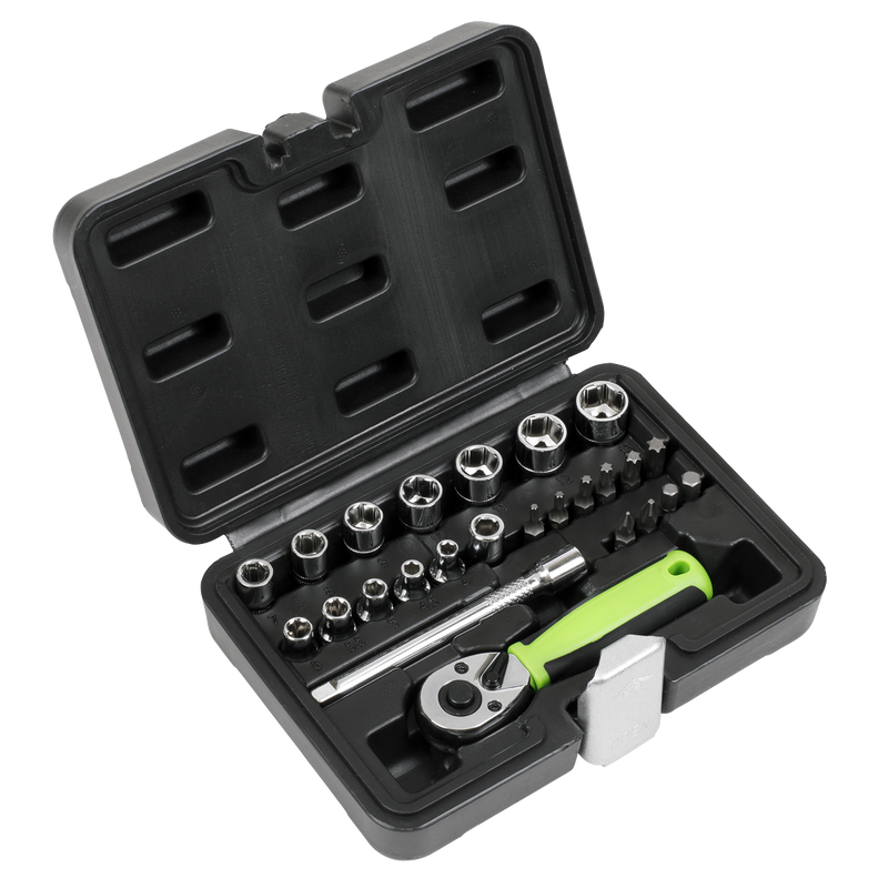 Sealey Siegen Socket Set 1/4" Sq Drive 25 Piece - Chrome Vanadium Steel