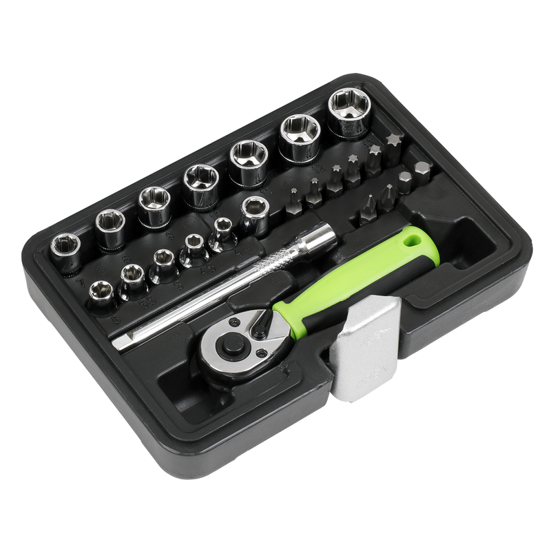 Sealey Siegen Socket Set 1/4" Sq Drive 25 Piece - Chrome Vanadium Steel