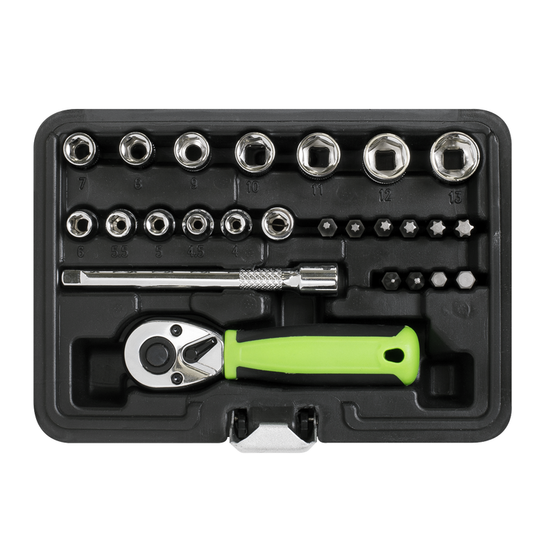 Sealey Siegen Socket Set 1/4" Sq Drive 25 Piece - Chrome Vanadium Steel