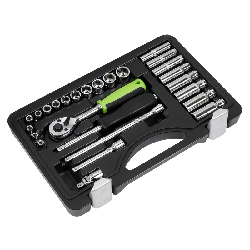 Sealey Siegen Socket Set 1/4" Sq Drive 26 Piece with Ratchet Wrench