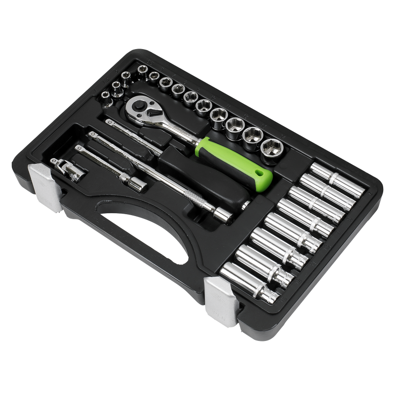 Sealey Siegen Socket Set 1/4" Sq Drive 26 Piece with Ratchet Wrench
