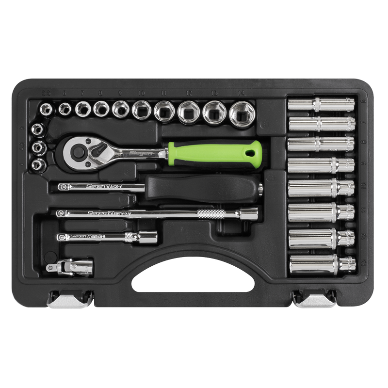 Sealey Siegen Socket Set 1/4" Sq Drive 26 Piece with Ratchet Wrench