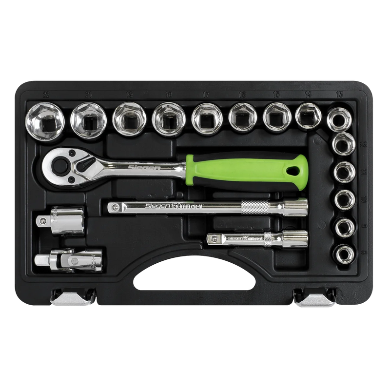 Sealey Siegen Socket Set 3/8" Drive 19 Piece with Ratchet Wrench