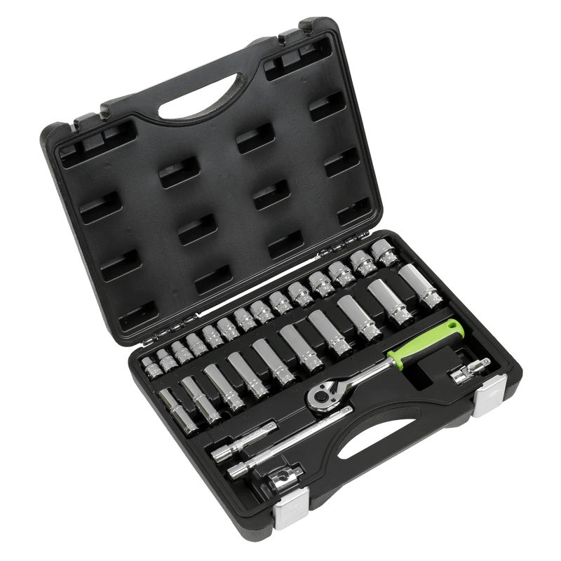 Sealey Siegen Socket Set 29 Piece 3/8" Drive with Ratchet Wrench