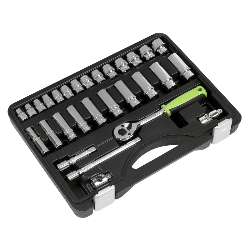 Sealey Siegen Socket Set 29 Piece 3/8" Drive with Ratchet Wrench