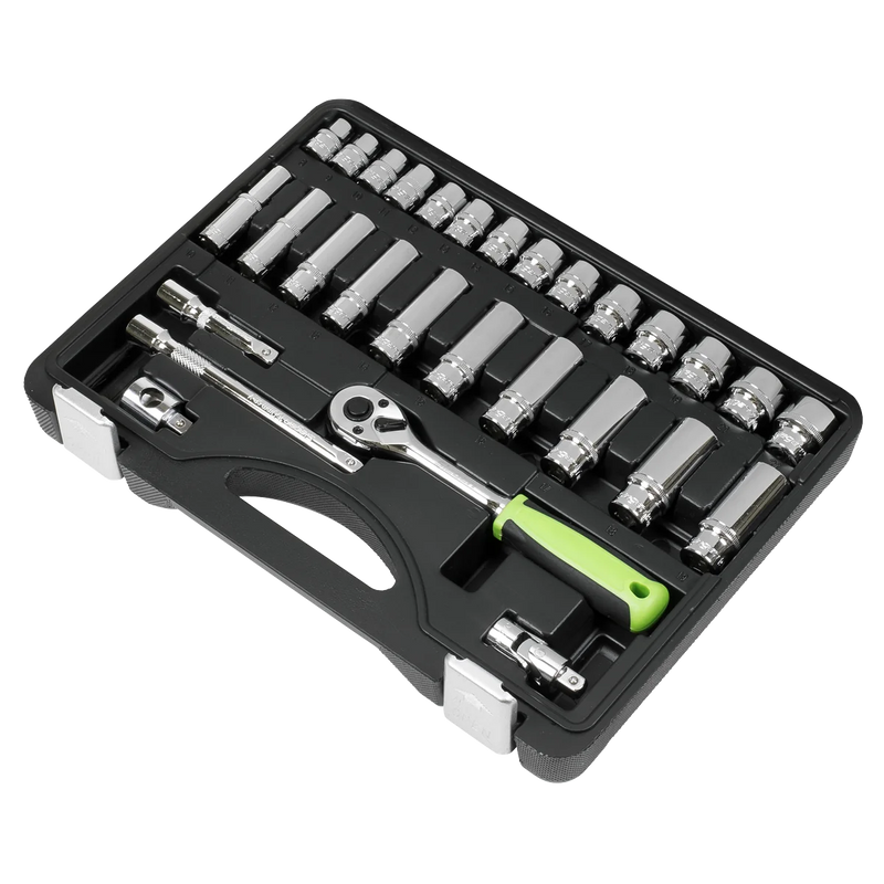 Sealey Siegen Socket Set 29 Piece 3/8" Drive with Ratchet Wrench