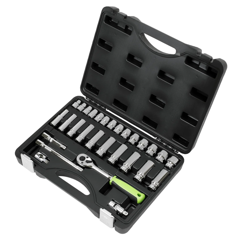 Sealey Siegen Socket Set 29 Piece 3/8" Drive with Ratchet Wrench