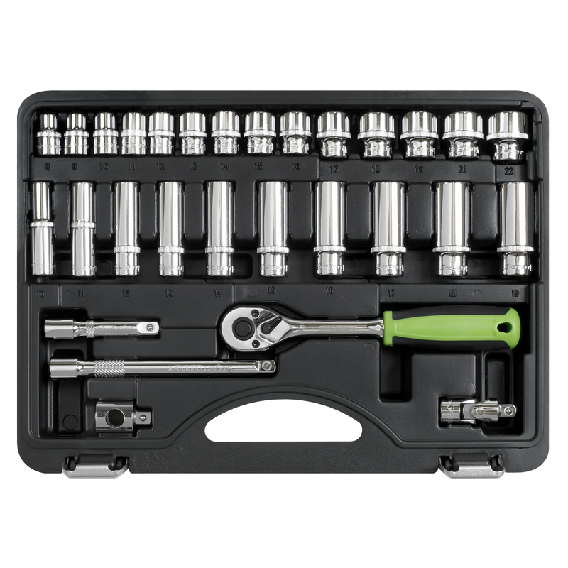 Sealey Siegen Socket Set 29 Piece 3/8" Drive with Ratchet Wrench