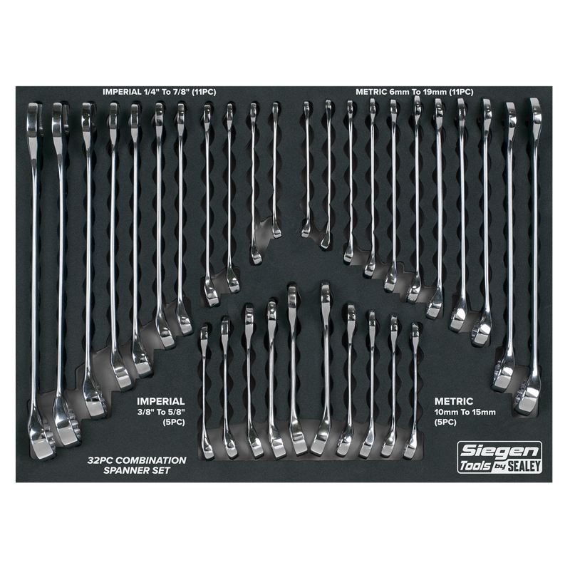 Sealey Siegen Combination Spanner Set 32 Piece Metric/Imperial S01239