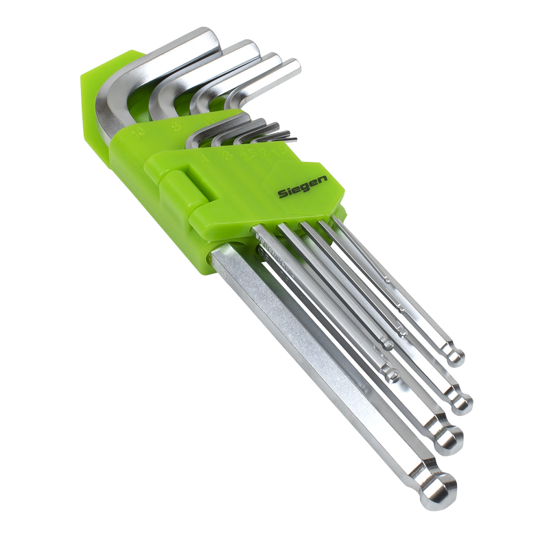 Sealey Siegen Long Ball-End Hex Key Set 9 Piece 1.5-10mm