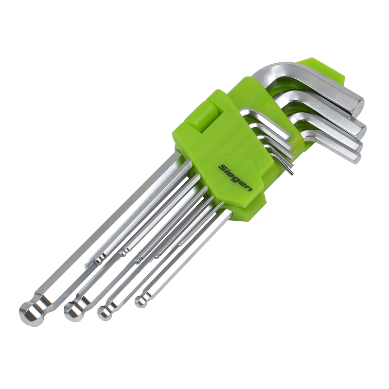 Sealey Siegen Long Ball-End Hex Key Set 9 Piece 1.5-10mm