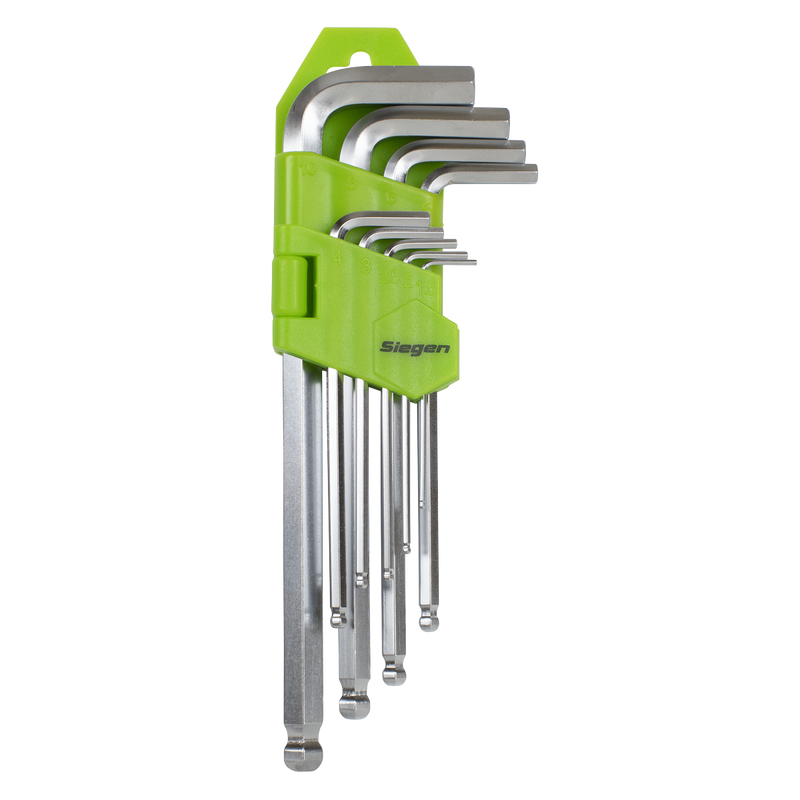 Sealey Siegen Long Ball-End Hex Key Set 9 Piece 1.5-10mm