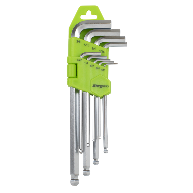 Sealey Siegen Long Ball-End Hex Key Set 9 Piece 62.5-177mm