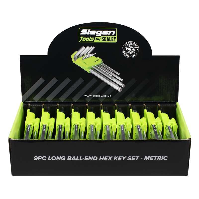 Sealey Siegen Hex Key Set 9 Piece - Long Ball-End, 1.5-10mm Sizes