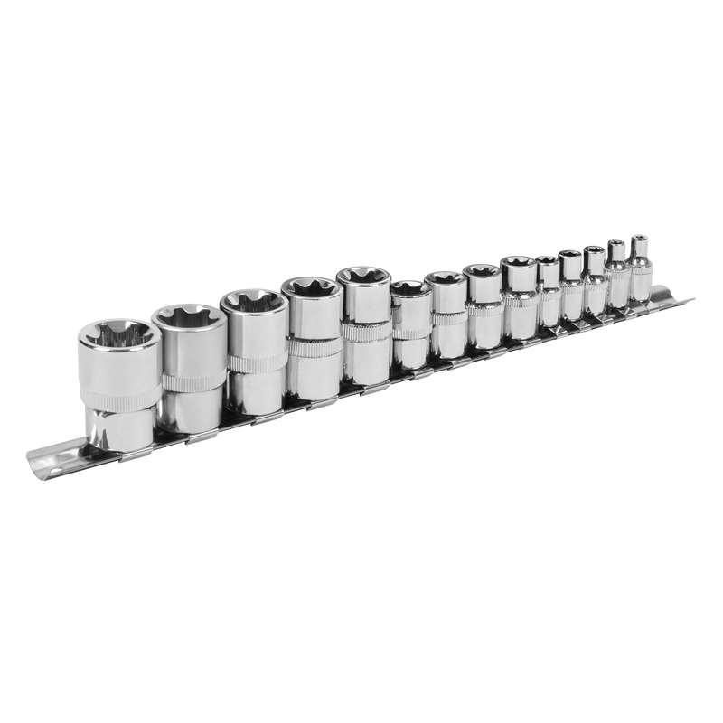 Sealey Siegen Socket Set E4-E24 14 Piece 1/4", 3/8" & 1/2" Drive