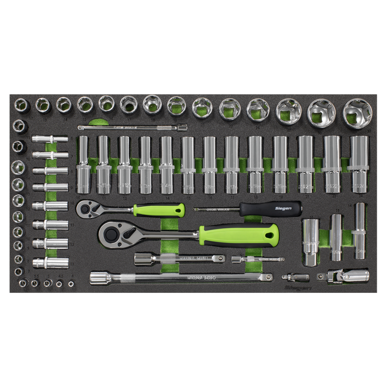 Sealey Siegen Socket Set 62 Piece with Tool Tray 1/4" & 1/2" Drive