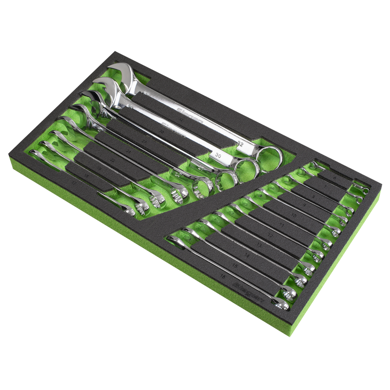 Sealey Siegen Combination Spanner Set 19 Piece with Tool Tray