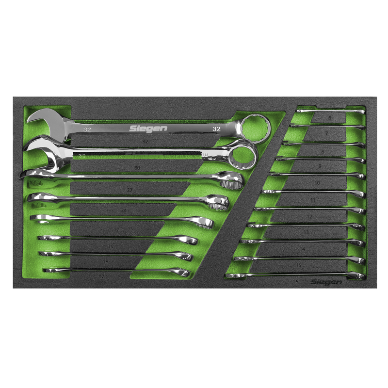 Sealey Siegen Combination Spanner Set 19 Piece with Tool Tray