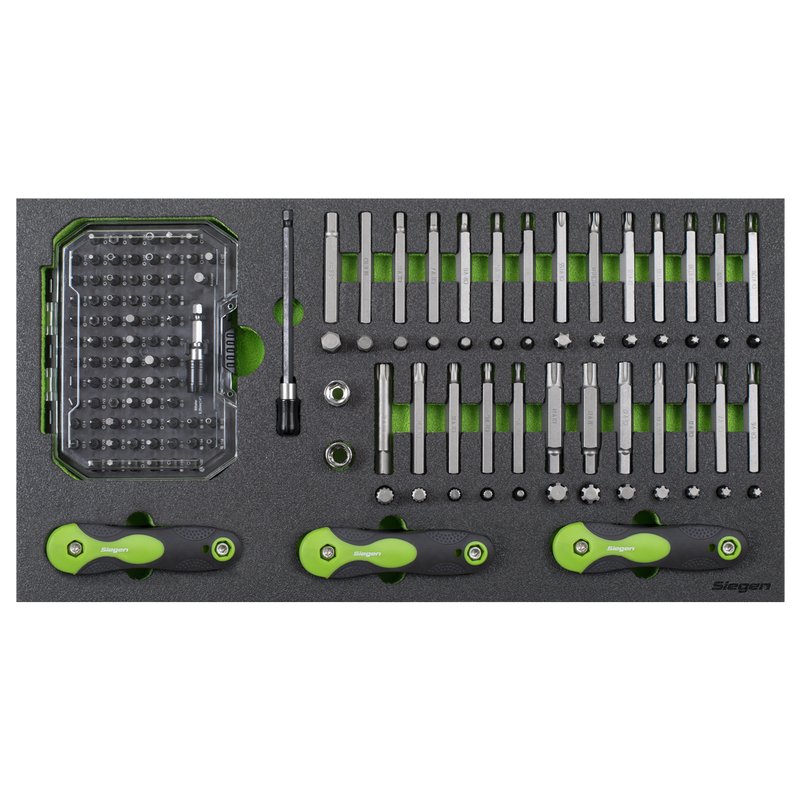 Sealey Siegen Bit Set & Folding Hex Keys 170 Piece Tool Tray S01275