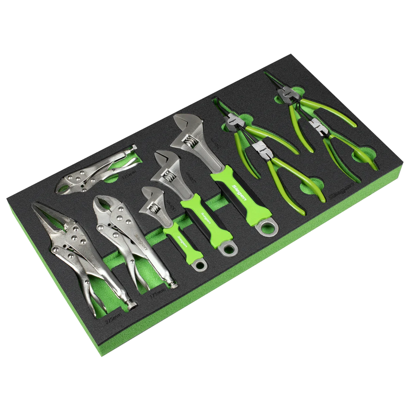 Sealey Siegen Adjustable Wrench & Pliers Set 10 Piece with Tool Tray