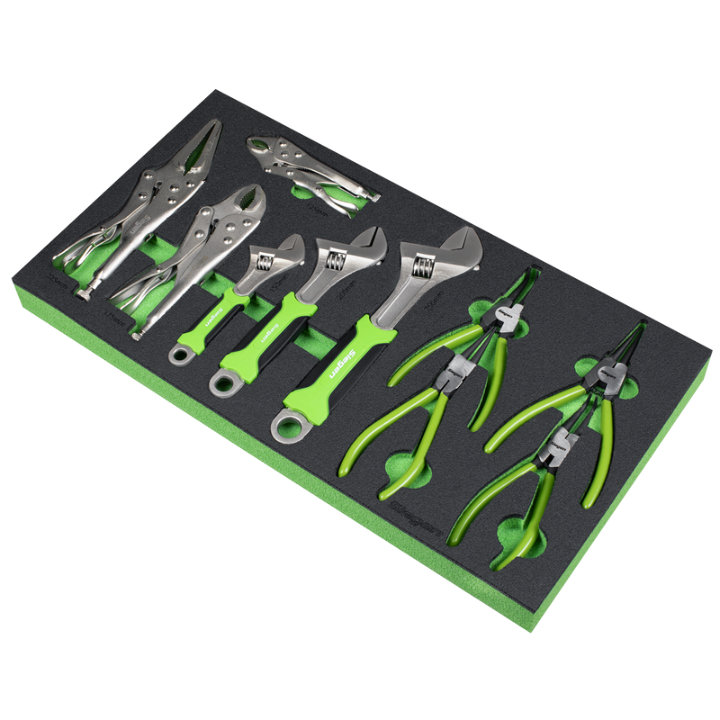 Sealey Siegen Adjustable Wrench & Pliers Set 10 Piece with Tool Tray
