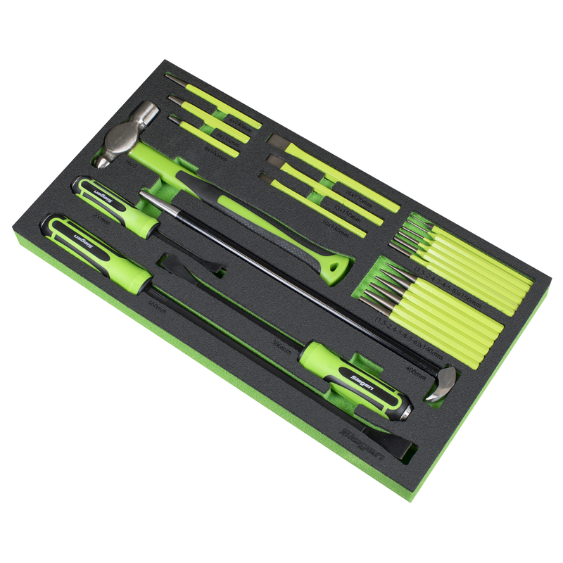 Sealey Siegen Pry Bar Hammer Punch Set 23 Piece with Tool Tray