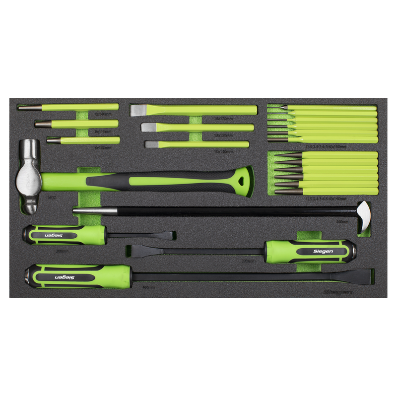 Sealey Siegen Pry Bar Hammer Punch Set 23 Piece with Tool Tray