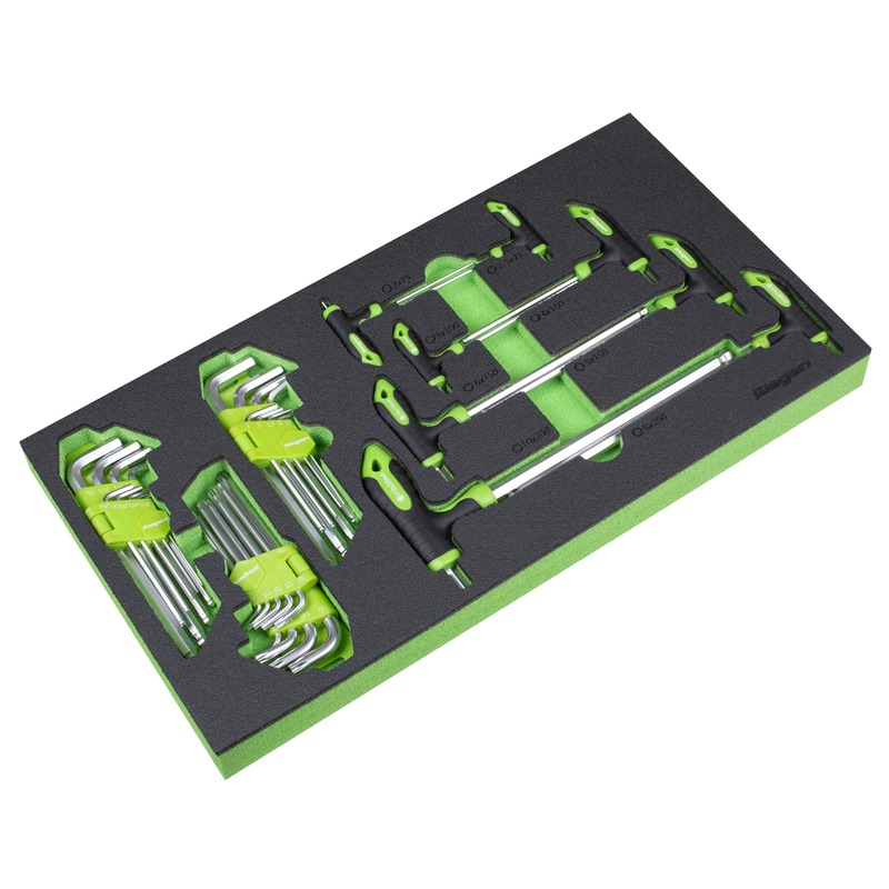 Sealey Siegen T-Handle & Hex Key Set 35 Piece with Tool Tray S01280