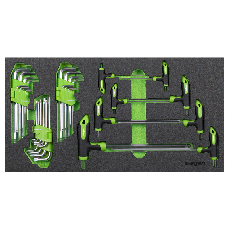 Sealey Siegen T-Handle & Hex Key Set 35 Piece with Tool Tray S01280